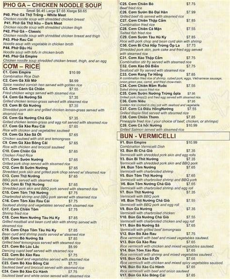 pho empire menu